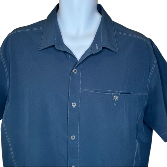 Kuhl Men’s Renegade Button-Up Shirt L Shirt Sleeve UPF30 Blue - Picture 4 of 8